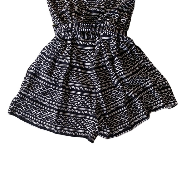 Madewell Silk Black & White Kimono Tie Waist Romper - XS - Picture 10 of 13